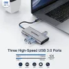 Hubs USB C Hub, QGEEM USB C à l'adaptateur HDMI 4K, 7 en 1 dongle USB C avec livraison de puissance 100W, 3 ports USB 3.0, lecteur de carte SD / TF