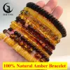 Strands Zhe Ying 100% Natural Amber Bracelet Healing Energy Gemstone Stretch Men Women Bracelets Fashion Jewelry Gift