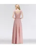 Повседневные платья розовые винтажные цветочные кружевы Maxi для женщин Элегантные o шее рукавочные плиссированные спласью для женского выпускного вечера для свадебных платье