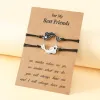 Strängar 2024 Ny legering Drip Oil Tai Chi Fish Good Friends Card Woven Armband Halsband Partihandel