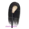 13 * 4 A+Curly transparent lace headband with long curly hair natural all human wig
