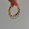 Ohrringe Neue Kette Quaste Tassel Hoop Ohrringe Edelstahl -Reifen Ohrringe für Frauen Punk coole Doppeltöne Edelstahl Schmuckzubehör