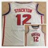 Basketball Men's 12 John Stockton Gonzaga Jersey de basket-ball brodé de couture