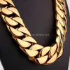 Hohe Qualität großer Größe 316L Edelstahl 18K Gold plattierte Männer Halskette schweres Hüfthop Chunky Cuban Chain Schmuck