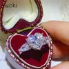 Cluster anneaux Silver 925 Original 3 Brilliant Cut Diamond Test Past D Color Heart Moissanite Anneau de mariage Arrivée Bijoux Gemstone