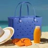 Storage Bags Waterproof Bogg Beach Bag Solid Punched Organizer Basket Summer Water Park Handbags Large Women's Stock Gifts- 36*26*13cm