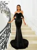 Casual Dresses Missord Black Velvet Evening Women Elegant Off Shoulder Sleeveless Bodycon Maxi Mermaid Party Prom Dress Long Gown