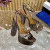 Brand High Heel Luxury Women Platform Dress Summer Sandal Fashion Feminino Diamond Bling Silver Bombas Charming Sapatos