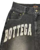 Jeans personalizzati in stile gotico europeo e americano lettera y2k ricamato pantaloni dritti marchio alla moda di denim shorts shorts 240421