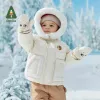 Coats Amila Baby's Coat 2022 Winter Solid Color Girls Children's Patchwork Hooded Fur Collar Down Jacket with Gloves