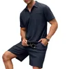 Survêtements masculins 2024 Ensemble de slim européen et américain Polo Color Polo Polo à manches courtes T-shirt Pocket Decoration Shorts