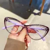 Lunettes de soleil TR90 Cadre de lunettes Vintage anti-bleu Lunes Eyes Cat Femmes Designer Dames Myopie Prescription Optical Frames