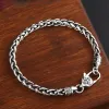 Strands 925 Sterling Fashion Silver Vintage Bracelet 18/20/22cm Twist Chain Quatrefoil Lobster Clasp Men Birthday Party Jewelry Gift