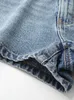 Dżinsy damskie Ursfocus moda bawełniana krótka podwójna talia błękitne proste szerokopasmowe szorty dżinsowe lato 2024 k2ou