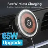 Ladegeräte 65W Qi Magnetic Car Wireless Ladegerät für MacSafe iPhone 14 13 12 Pro Max Mini AIR -Lüftungsauto -Telefonhalter Ständer schnelles Autoladen