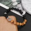 Brins Natural Tiger Eye Lava Beads Chakra Bracelets for Men Women Lucky Turkish Evil Eye Hand of Fatima bijoux Bangles Cadeaux