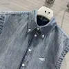 Women's Vests Designer Vest 2024 Spring New Style Temperament Aging Girl Style Stone Grinding Blue Worn Washed Denim Shirt MX12