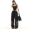 High Street Hip-Hop Black Letter Pants Sude Pants Uomini e Donne American Sciodi Chave Chaved Pantaloni streetwear 240421