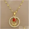 Girocollo girocollo designer di lusso gioiello boho rose fiore collane a pendente cz cerchio