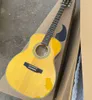 Guitare acoustique du corps jaune d'usine avec tuners chromés, touche en palissandre, offrez un logo / couleur personnaliser