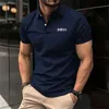 Summer Mens Casual ShortSleeved Polo Office Office Fashion Filater Colrarr Tshirt Vêtements respirants 240423