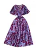 Parti Elbiseleri Fransız Vintage Elbise 2024 Yaz Kravat Bel Tasarım Zarif Şifon V Yağ Kısa Kollu Retro Kadın Giysileri K754