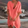 Swim Wear Bikini Cover Up Tunika Sexig See Through Dress Shirts Women Sexig Beachwear Solid Color Bikinis Beach Cover Up Swimming Cover Up 240423