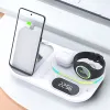 Chargers RGB Wireless Charger Dock 4 in 1 oplaadstation voor Apple AirPods iPhone 13 14 15 Galaxy S23 Ultra Galaxy Watch 6 5 4 3 Buds