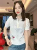 Kobiety Sweters Summer Cherry Hafhoidery Polo Polo Kllar Sweter Krótkie T-shirt T-shirt swobodny luźne lodowe dzianinowe topy