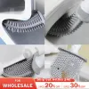 Holders Wall Mounted Toilet Brush Silicone Flat Brush Head Toilet Brush Cleaner Brush Set Toilet Cleaning Brush Bathroom