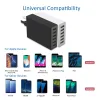 Hubs Ilepo 50W Multi USB Charging Station 6Port Hub Charging Station Socket Telefonladdare för iPhone Samsung Huawei Xiaomi US EU UK