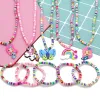 Strands 2pcs/Set Clay Beads Necklace Bracelet Jewelry Sets Cute Cartoon Pattern Charm For Children Party Jewelry Kids Birthday Gift Sets