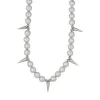 Halsband Imitation Pearl Beads Chain with Spikes Short Choker Halsband Män Hip Hop Tjock Silver Color Halsband 2024 Fashion Jewelry