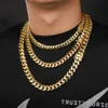 Chaîne de liaison cubaine solide en gros 14K 18K 18K réel plaque d'or Hip Hop Collier de bracelet Miami Hip Hop Taille Miami