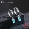 Örhängen Colusiwei 2021 Emerald Cut Tourmaline 925 Sterling Silver Hoop Earring For Women Luxury Wedding Engagement Party Promise Smycken