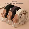 Belts 120-130cm Casual Knitted Pin Buckle Men Belt Woven Canvas Elastic Expandable Braided Stretch For Women Jeans Female B X6I0