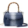Evening Bags S Snake Bamboo Handbag Women Leather Python Shoulder Bag Summer Tote Hand
