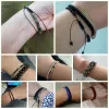Strängar justerbara 4mm stenpärlor armband för kvinnor naturliga agater armband onyx lapis lazuli vävda armband för nyårsgåva smycken