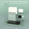Laddare 3 i 1 Clock Night Light Qi Wireless Charger Stand Fast Charging Station för iPhone 12 Pro 14 13 Max Xs Apple Watch Airpods Pro