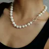 Choker Natural Big Size Freshwater Baroque Pearl Beads OT Chain Necklace Women Jewelry INS