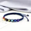 Bracelet de perles de chakra à la main 6 mm Stone Naturel Stone Traided Yoga Reiki Balance de guéris