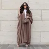 Etniska kläder muslimska kvinnors slitage blygsamma moderna mode randiga casual plus size abaya cardigan mantel sätter aftonklänningar