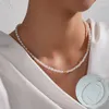Łańcuchy 925 srebrny srebrny neometryczny naszyjnik dla kobiet dziewczyna prosta moda na klej konstrukcja