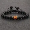 Fios naturais rochas vulcânicas homens pulseiras reiki 7 chakra cura contas pulseira preta lava estirada elefante mala batejas de buda