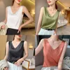 BLOUSES Women's Summer Chiffon V Neck Plus Size Satin Office Black Women Tunic Elegant Shirts Silk Sling Vest Woman Top 220316 EST