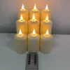 6PCS USB充電式リモート制御LEDキャンドルセットFlickering Flameless Roman Pillar Waterfroof Table Lighting 240417