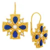 Dangle Chandelier Exquisite White Blue Stone Waterdrop Round Geometry Hook Earrings Fashion Gold Color Metal Jewelry H240423