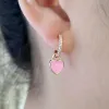 Earrings Vintage Enamel CZ Love Heart Huggies Colorful Crystal Dropping Oil Round Circle Gold Plated Hoop Earring for Women Small Jewelry