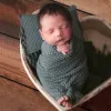 枕スタイリッシュな新生児写真アクセサリーコットンラップブランケットとヘッドクッションマッチングピロー通気性ラップブランケット写真小道具