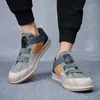 Casual Shoes Elastic Band High Top Chunky Sneakers Men Vulcanize Spring/Autumn Mixed Colors Sewing Flats British Style Designer Loafers